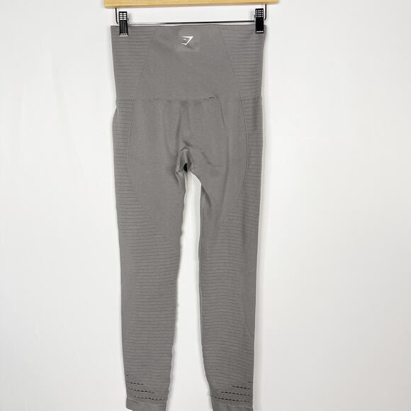 Gymshark Womens Small S Energy+ Seamless Leggings Smokey Grey Perforated Workout - Picture 2 of 9